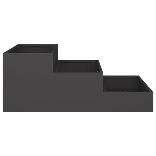 Haveplantekasse 3-etagers 90x90x35 cm Sort Stål