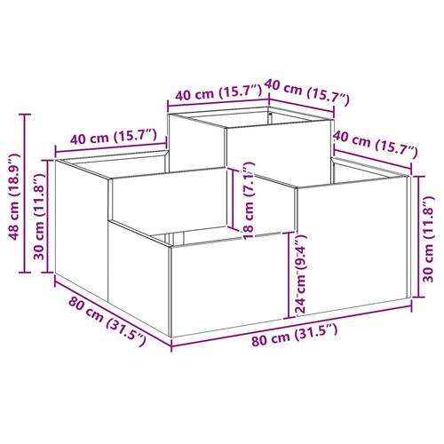 Havekasse 80x80x48 cm Sort Stål