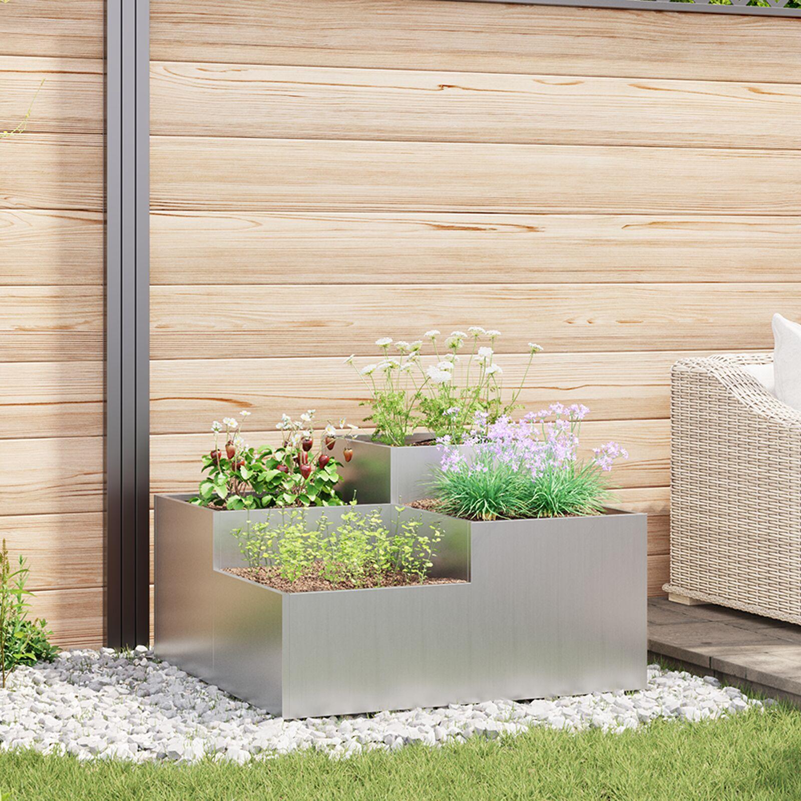 Haveplantekasse 100x100x48 cm Galvaniseret Stål