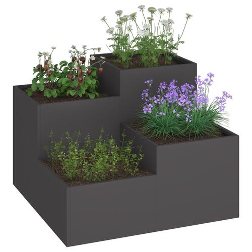 Havebede 80x80x60 cm Sort Stål