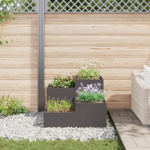 Havebede 80x80x60 cm Sort Stål
