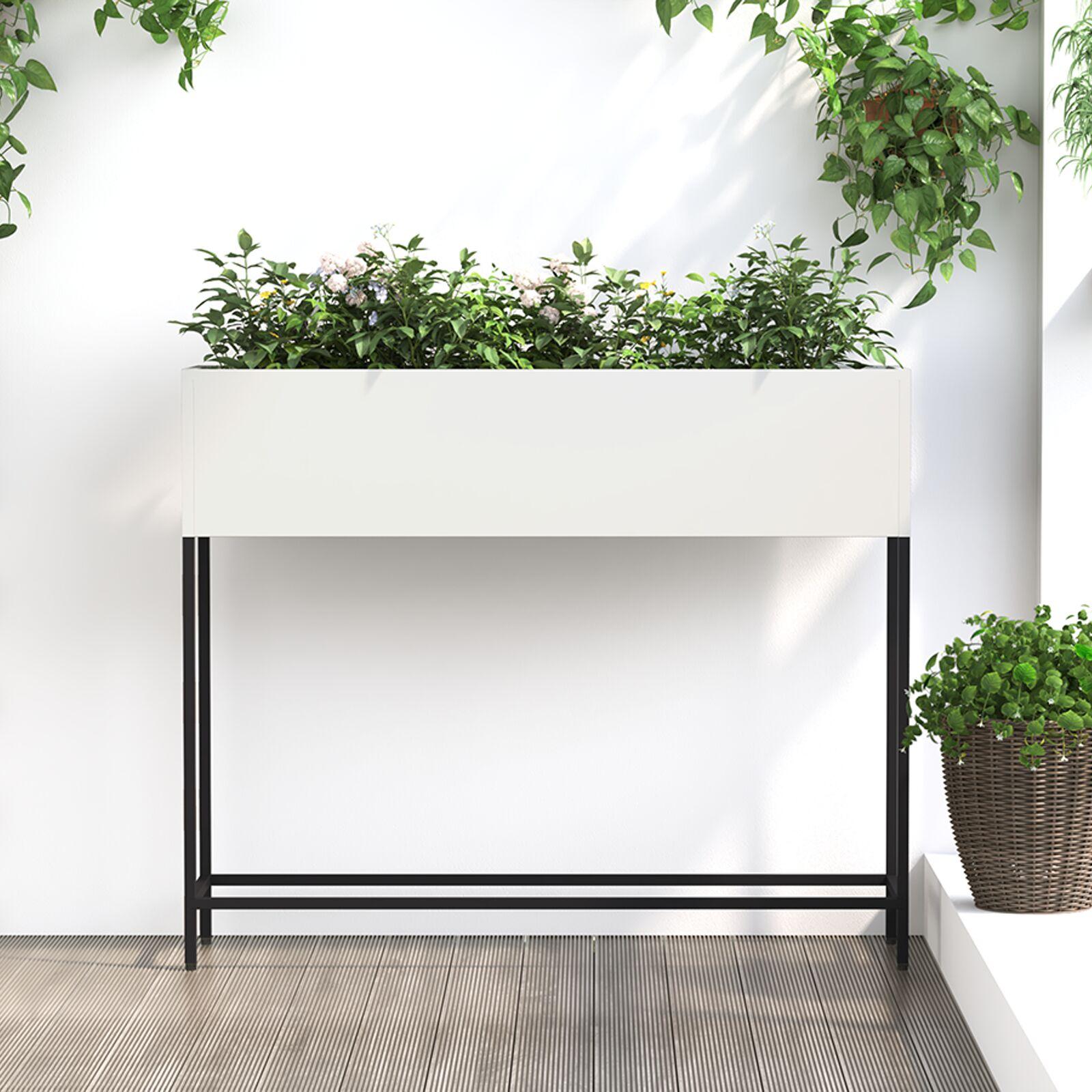 Plantestativ 100x26x82 cm Hvid Stål