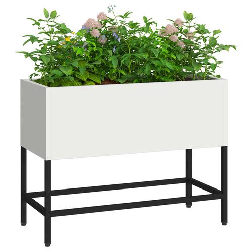 Hævet Havebed 60x26x45 cm Hvid Stål