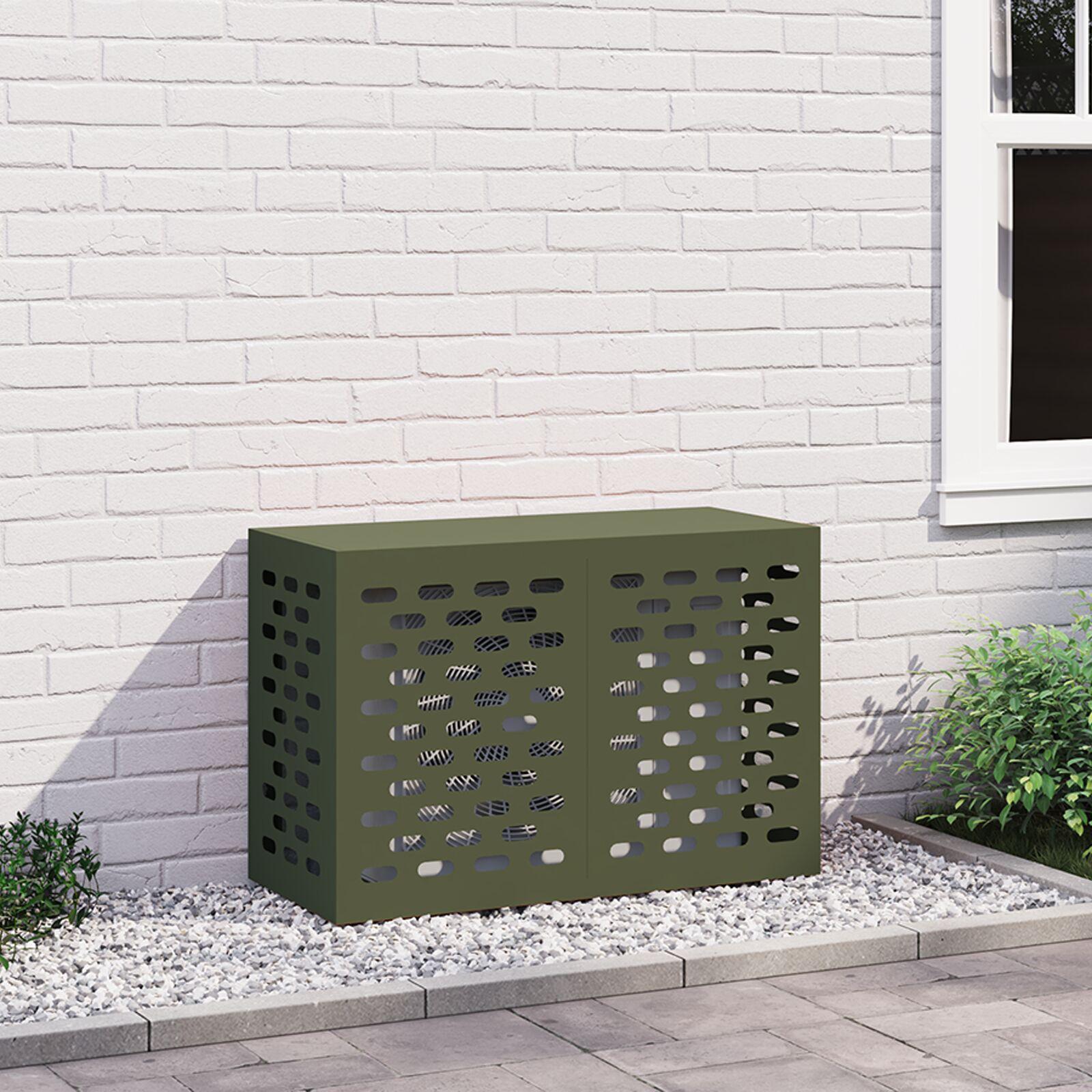 Air Conditioner Cover Olivengrøn 90 x 40 x 60 cm Stål billede