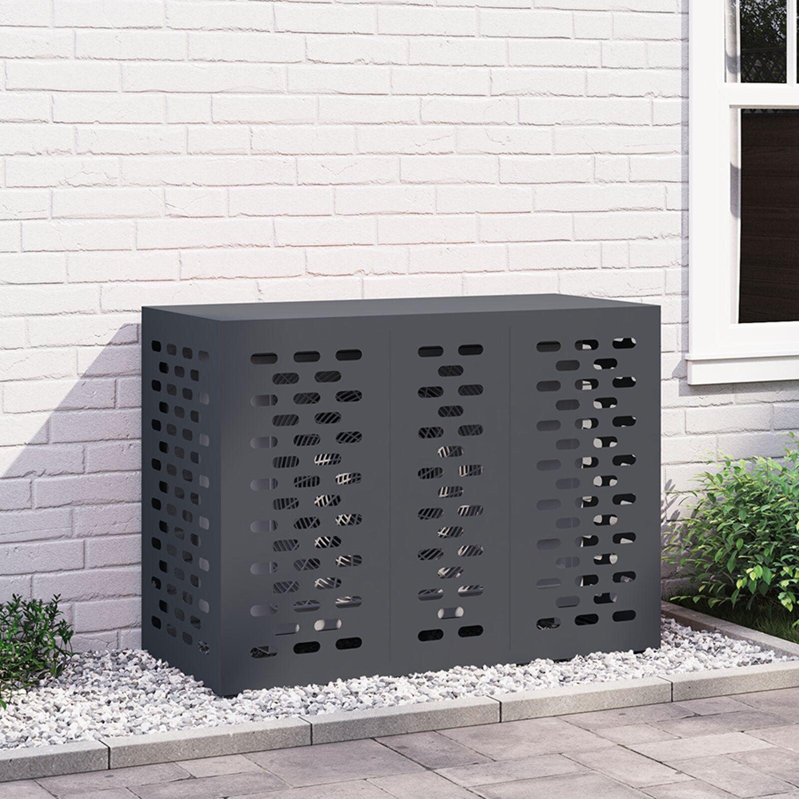 Air Conditioner Cover Antracit 110 x 50 x 80 cm Stål