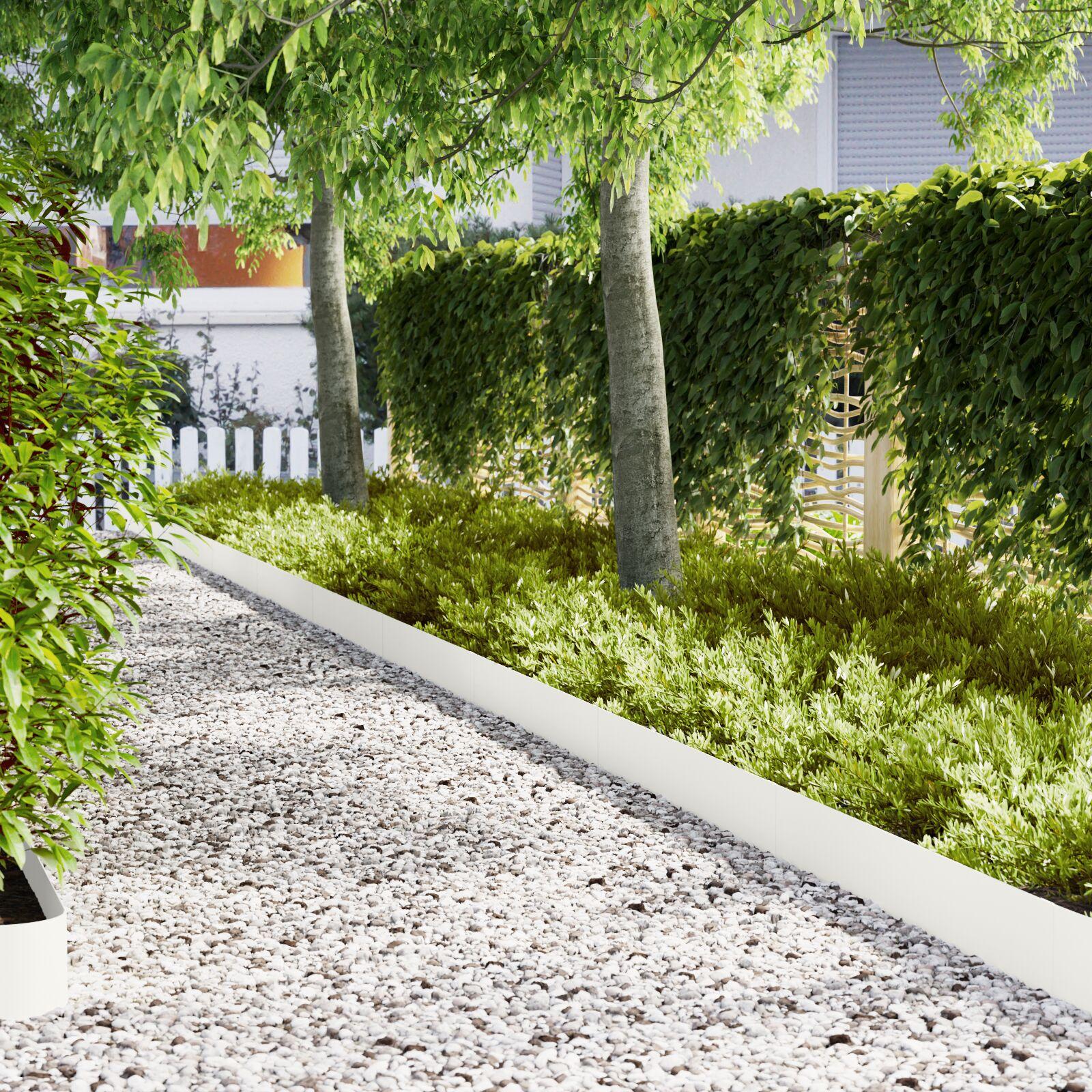 Havekanter 10 stk Hvid 100x0.5x20 cm Plastik