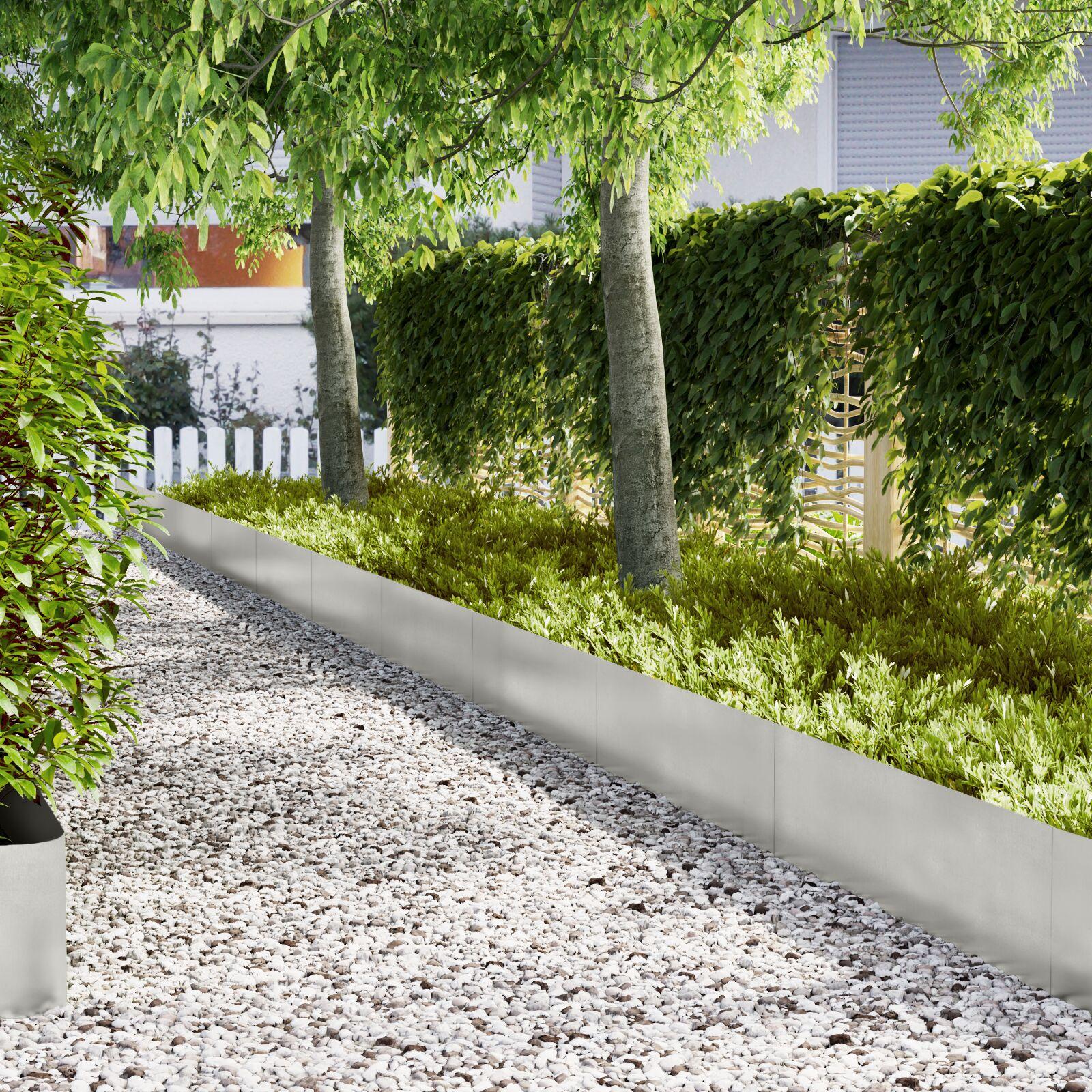 Plæneafgrænsninger 10 stk 100x0.5x30 cm Rustfrit stål