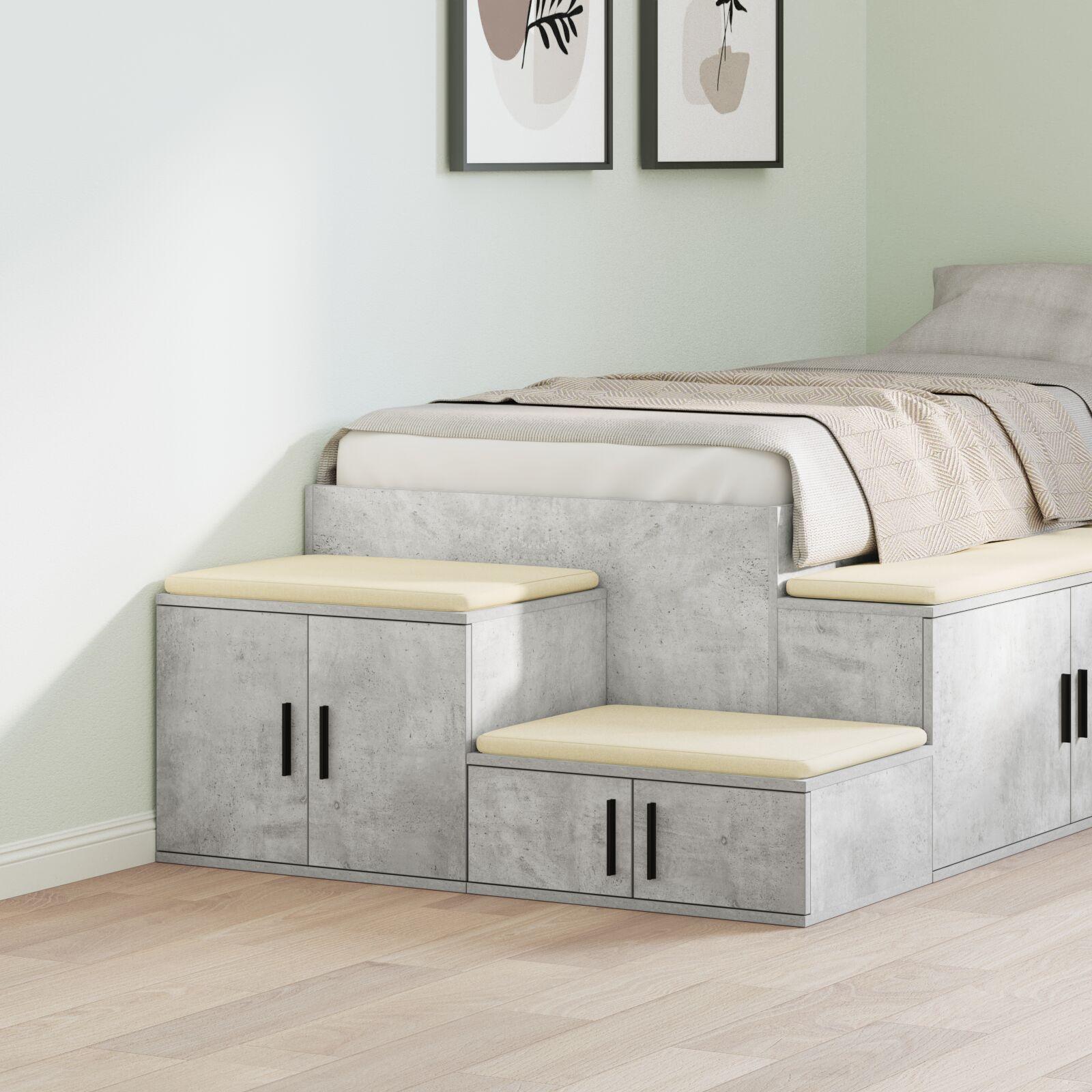 Opbevaringsskab Betongrå 127 X 41 X 40 Cm Konstrueret Træ