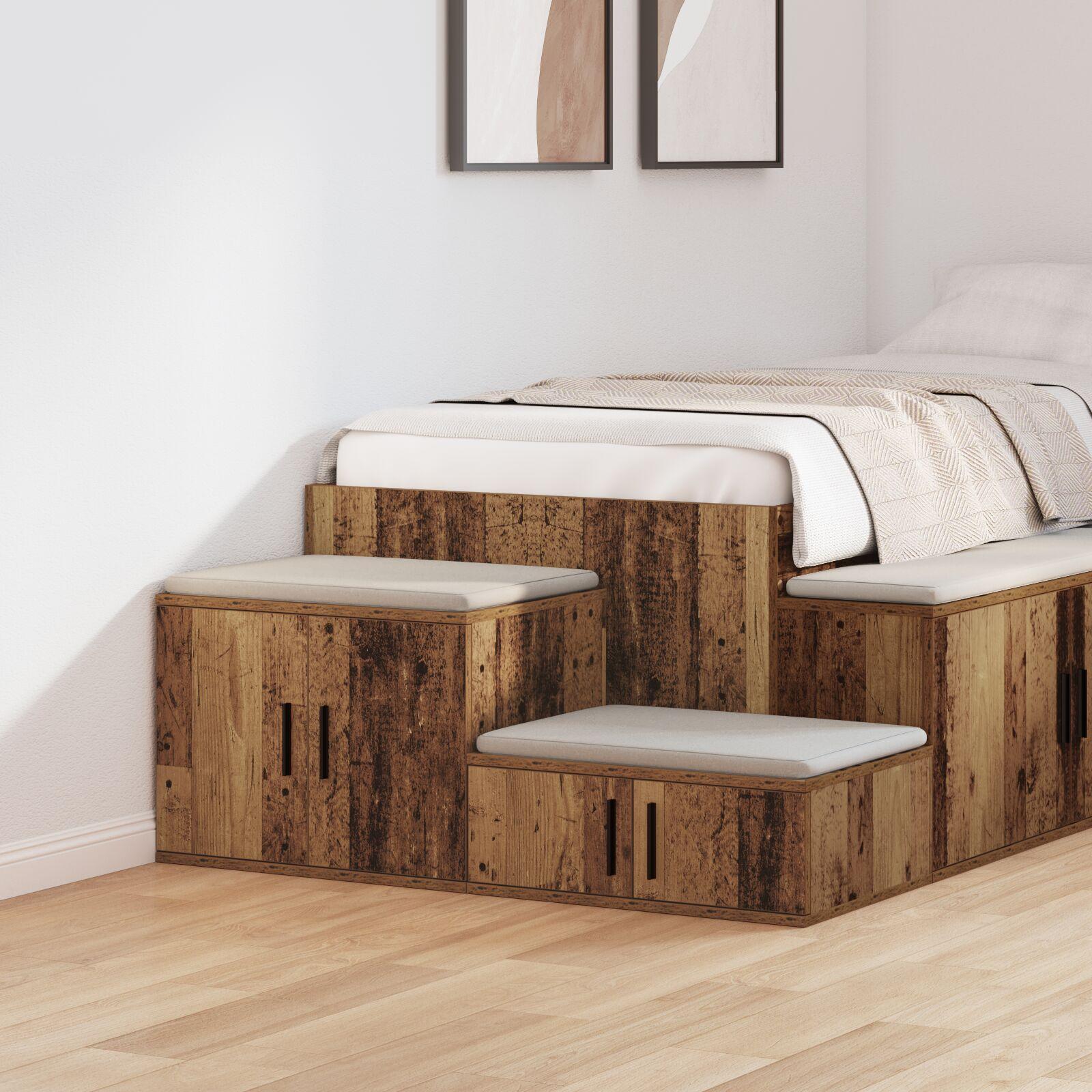 Opbevaringsskab Gammelt Træ 127 X 41 X 40 Cm Konstrueret Træ