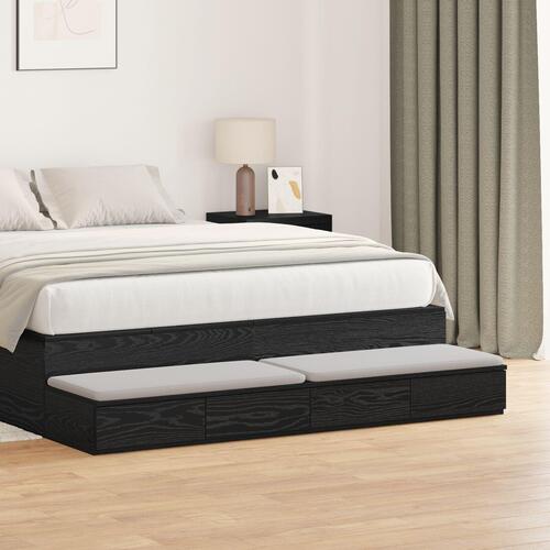 Sengeborde Sort egetræ Træ 150 x 36.5 x 16.5 cm Sengebord