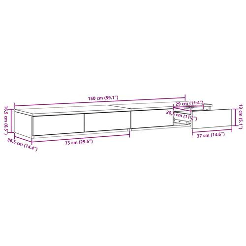 Sengeborde Sort egetræ Træ 150 x 36.5 x 16.5 cm Sengebord