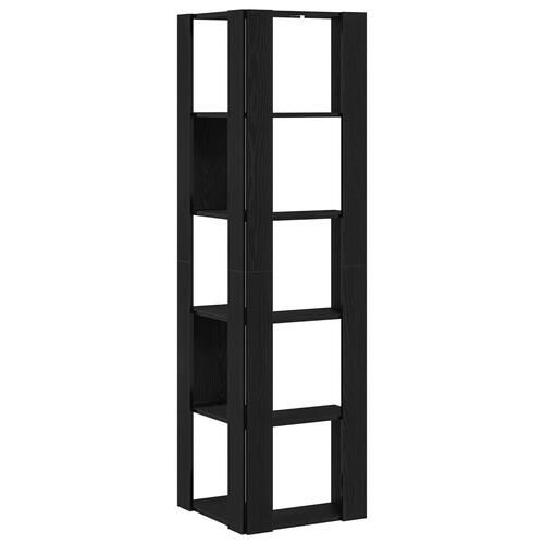 Hjørnebogreol 5-lag Sort Eg 50x50x179 cm Konstrueret Træ