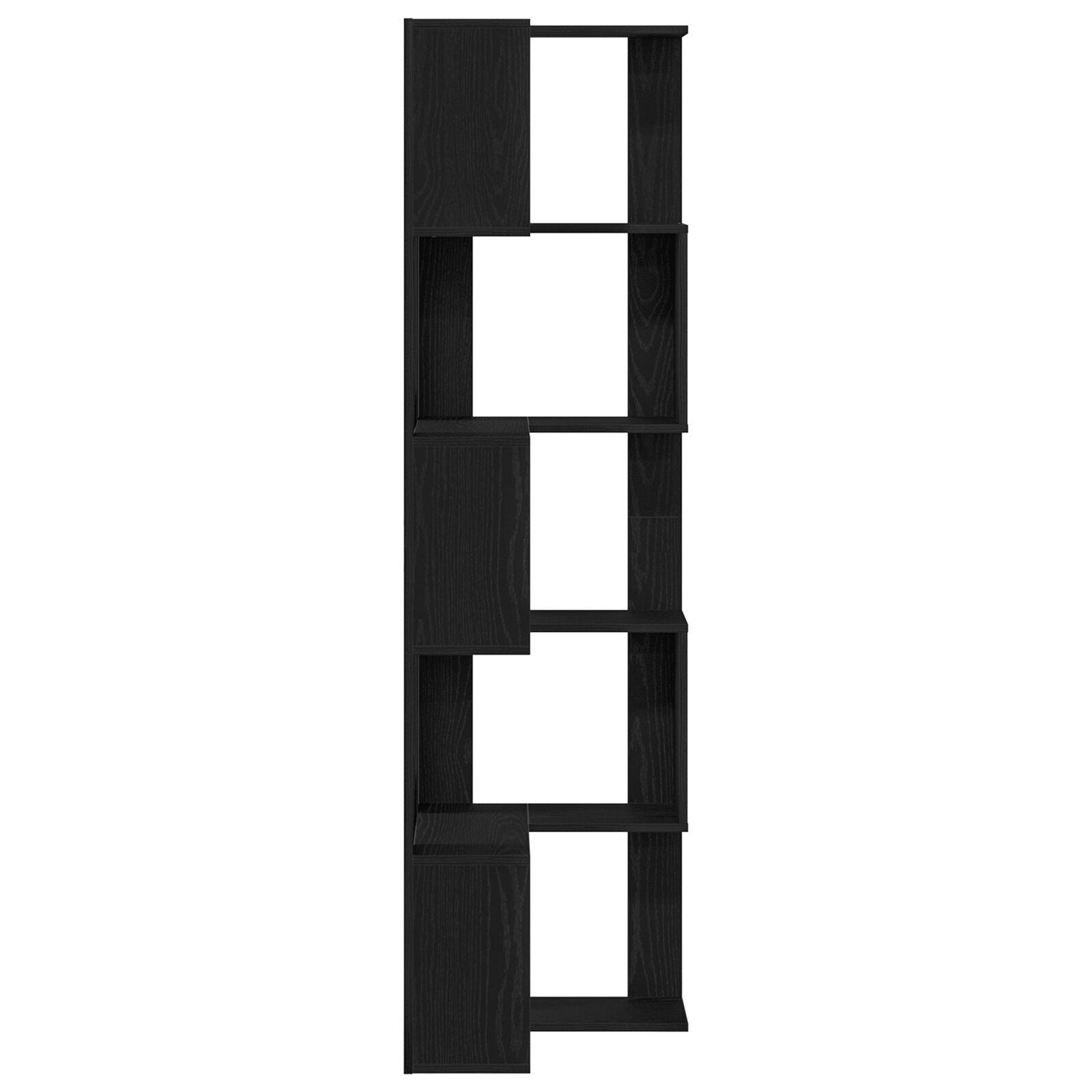 Hjørnebogreol 5-lag Sort Eg 50x50x179 cm Konstrueret Træ