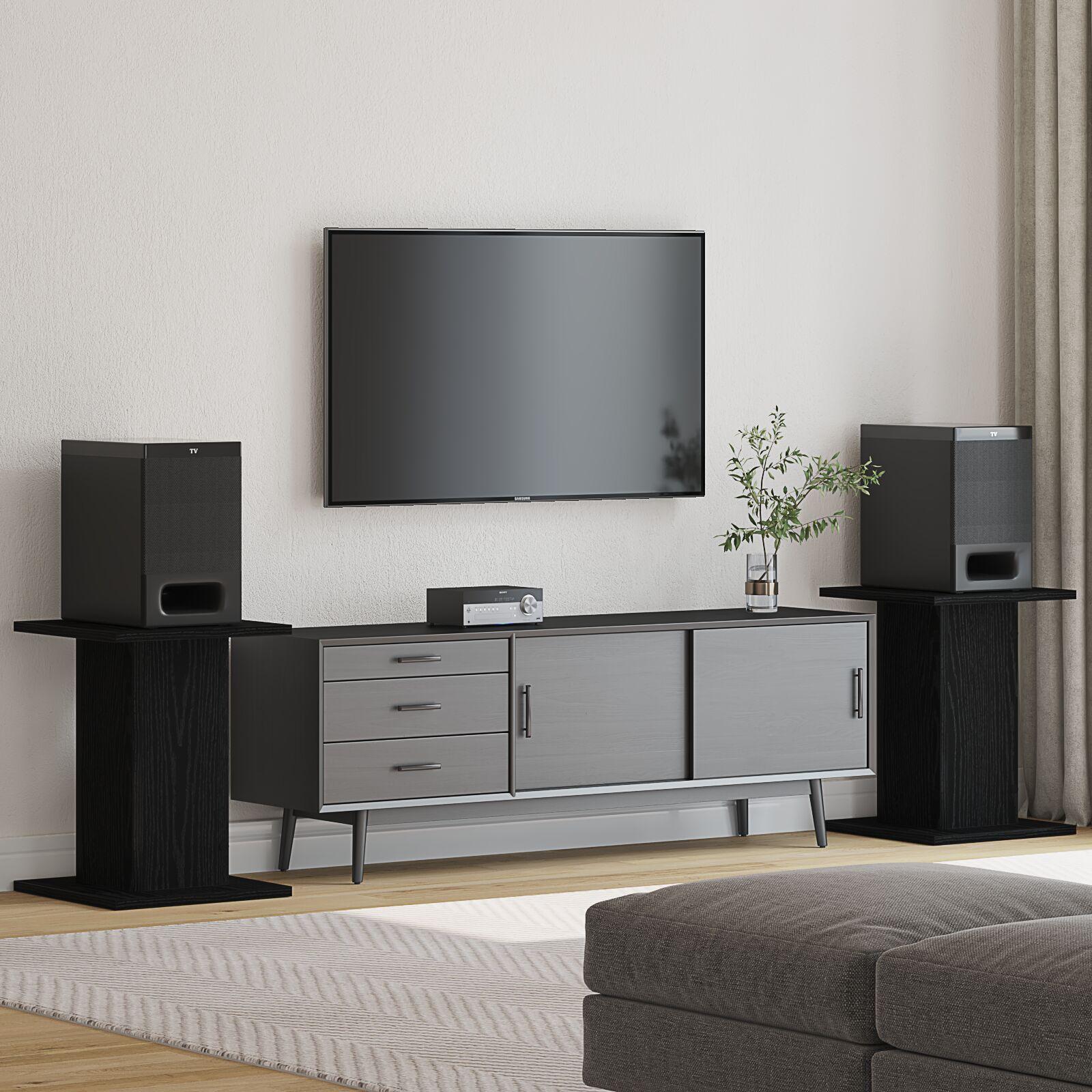 Højttalerstativer 2 stk Sort Eg 30x30x40 cm Ingeniørtræ