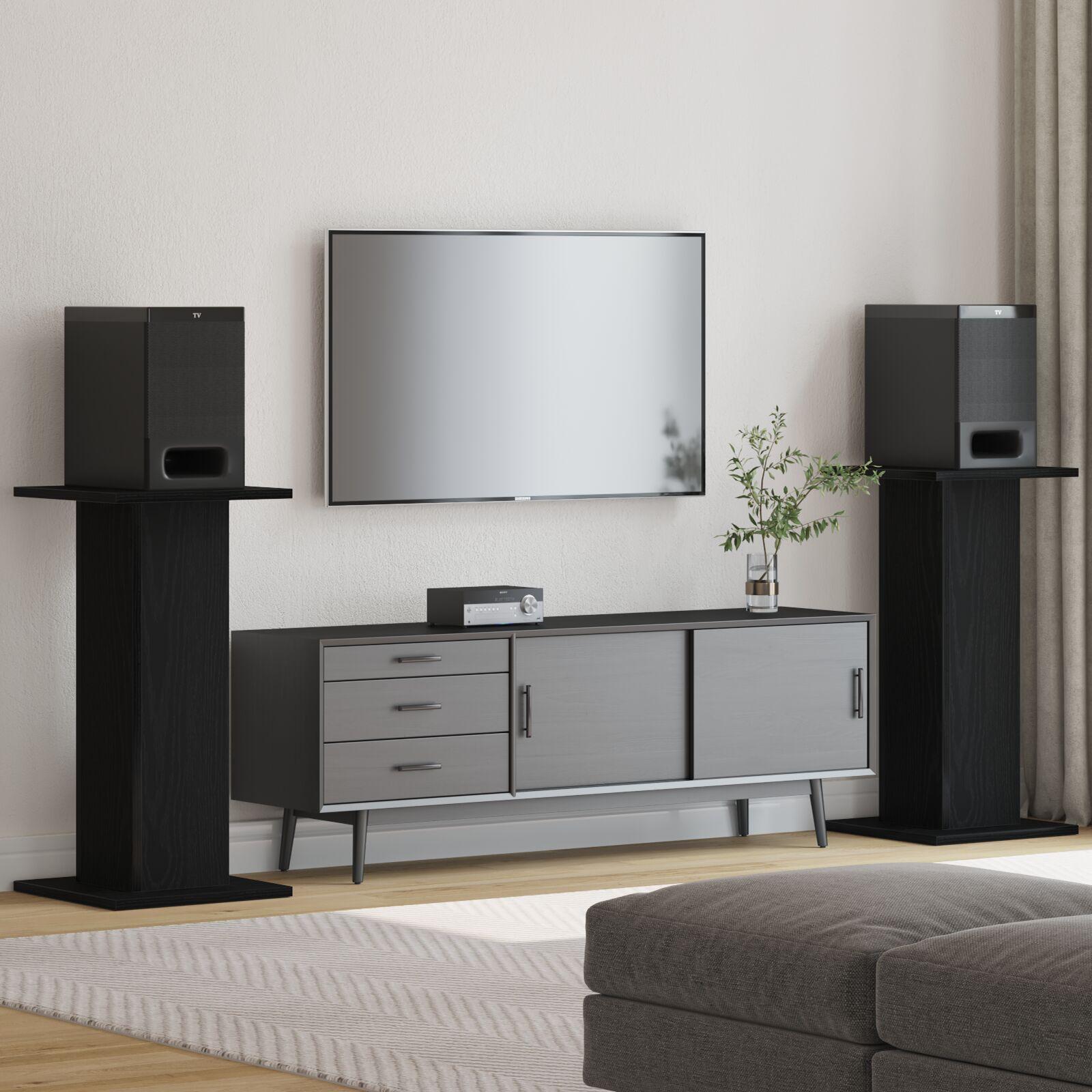 Højttalerstativer 2 stk Sort Eg 30x30x60 cm Lagdelt træ