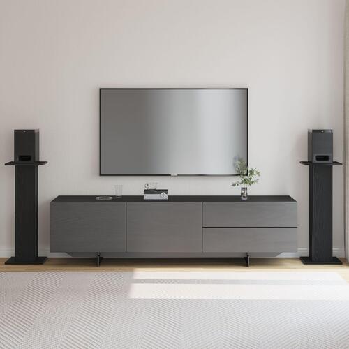 Højttalerstativer 2 stk. Sort Eg 30x30x80 cm Bygget i Træ