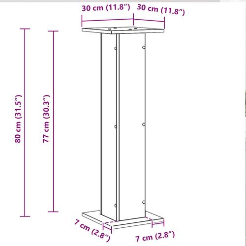 Højttalerstativer 2 stk. Sort Eg 30x30x80 cm Bygget i Træ
