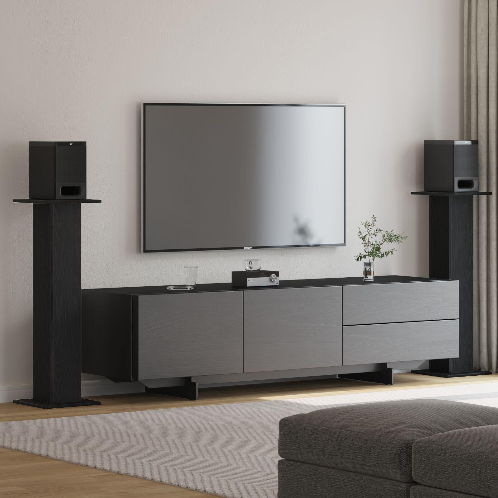 Højttalerstandere 2 stk Sort Eg 30x30x95 cm Ingeniørtræ