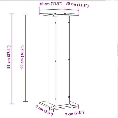 Højttalerstandere 2 stk Sort Eg 30x30x95 cm Ingeniørtræ