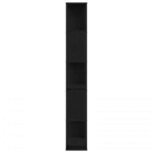 Bogreol 5-hylder Sort Eg 45x23,5x162,5 cm Konstrueret træ