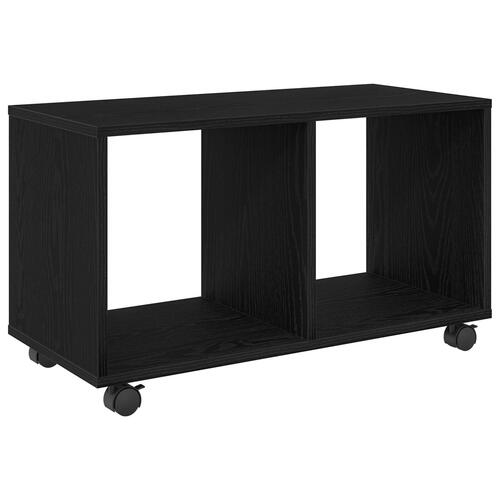Endebord med Hjul Sort Eg 72x33x42,5 cm Konstrueret Træ