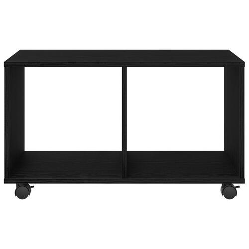 Endebord med Hjul Sort Eg 72x33x42,5 cm Konstrueret Træ