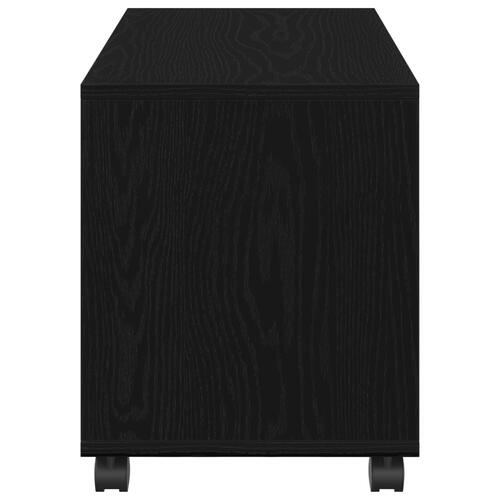Endebord med Hjul Sort Eg 72x33x42,5 cm Konstrueret Træ