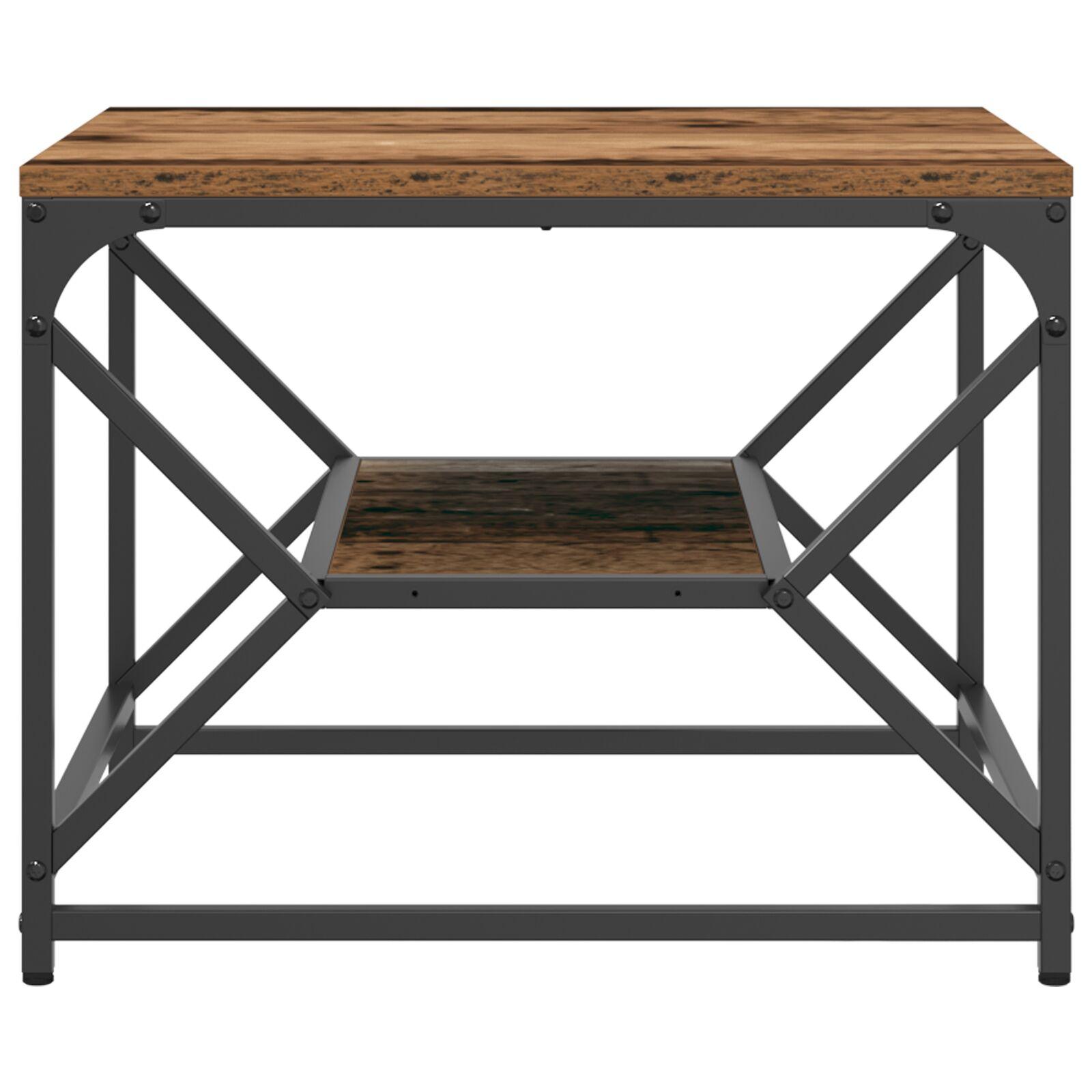 Sofabord med hylde i gammelt træ 51x50x40 cm Ingeniørtræ