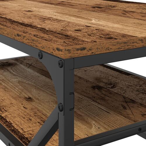 Sofabord med hylde i gammelt træ 90x50x40 cm - Konstrueret træ