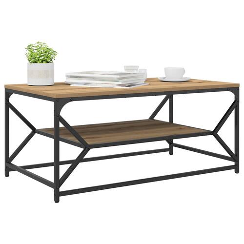 Sofabord med hylde i artisan eg 90x50x40 cm lavet af træ