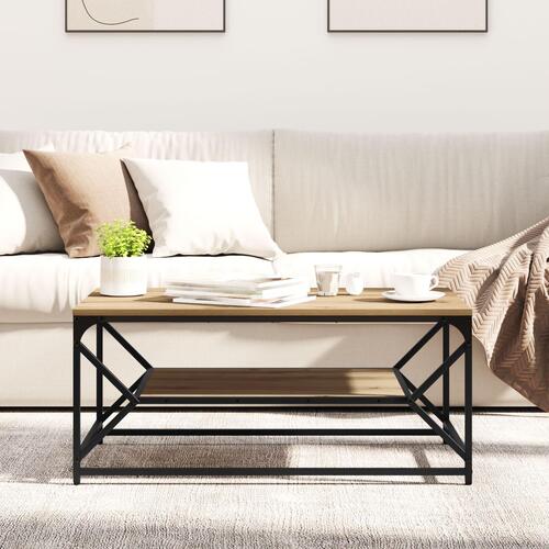 Sofabord med hylde i artisan eg 90x50x40 cm lavet af træ