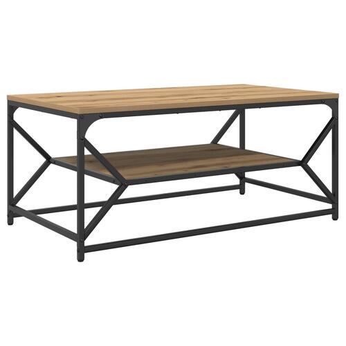 Sofabord med hylde i artisan eg 90x50x40 cm lavet af træ