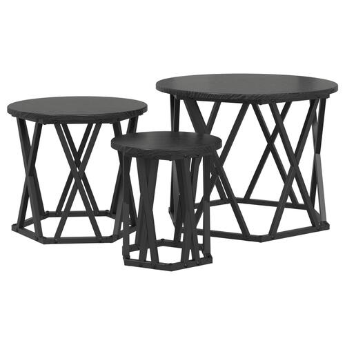 Nesting Side Tables 3 stk Sort Egetræ Konstrueret Træ