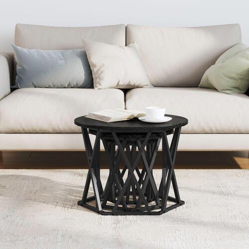 Nesting Side Tables 3 stk Sort Egetræ Konstrueret Træ