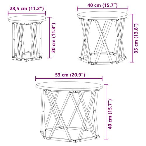 Nesting Side Tables 3 stk Sort Egetræ Konstrueret Træ