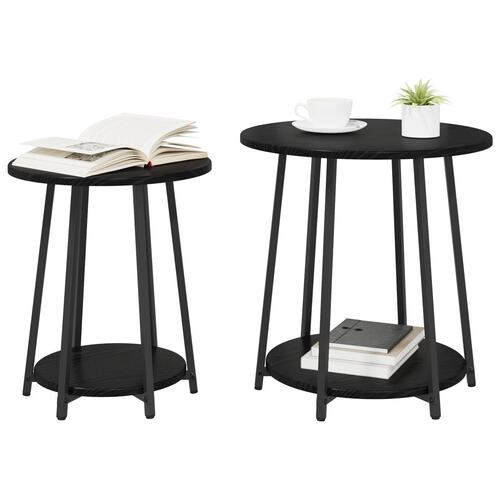 Sofabord 2 stk Sort Eg Finer og Metal
