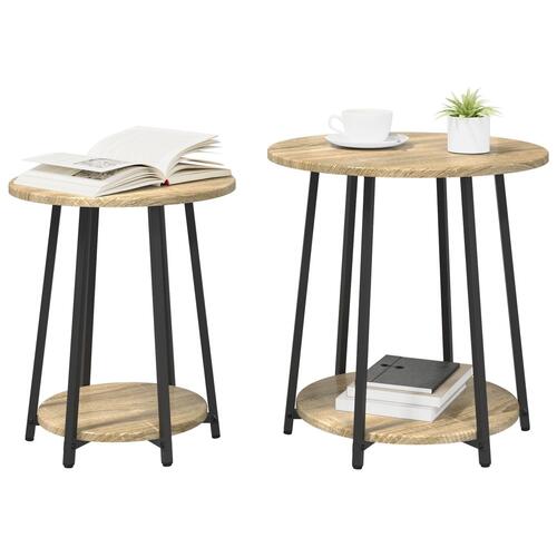 Sofabord 2 stk Sonoma Eg Laminat og Metal