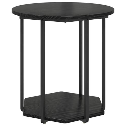Sidebord 2 stk Sort Eg Ingeniørtræ og Metal