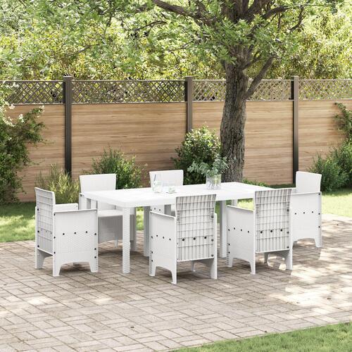 Havebord Hvid 200x100x73 cm Poly Rattan
