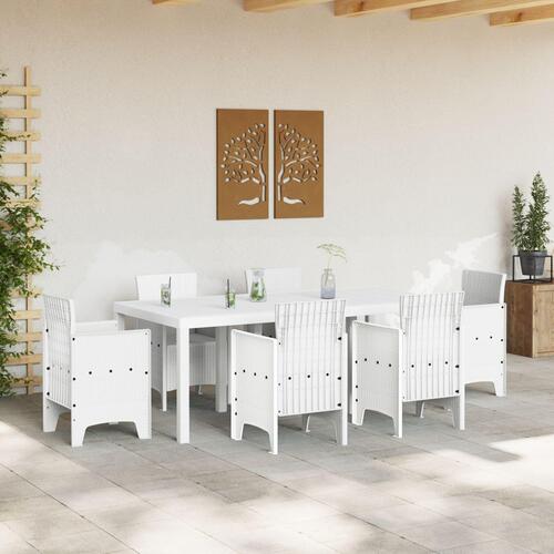 Havebord Hvid 200x100x73 cm Poly Rattan