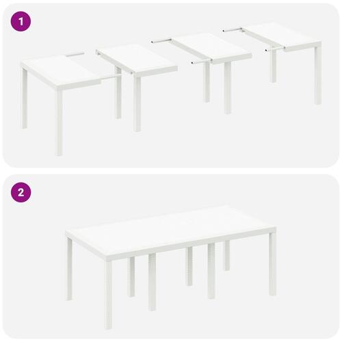 Havebord Hvid 200x100x73 cm Poly Rattan