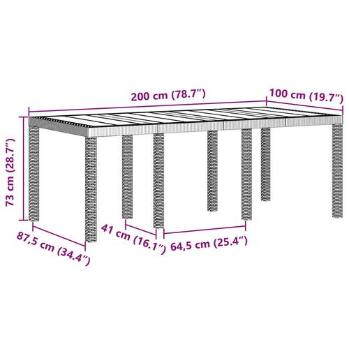 Havebord Hvid 200x100x73 cm Poly Rattan