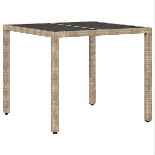 Sæt af 2 Beige PE rattan, pulverlakeret stål, hærdet glas Lille