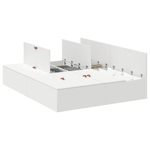 Sengestel Hvid MDF 140 x 200 cm Seng med opbevaring Rektangulær