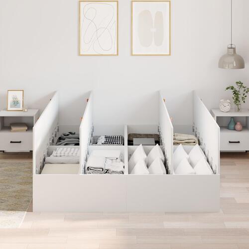 Sengestel Hvid MDF 140 x 200 cm Seng med opbevaring Rektangulær