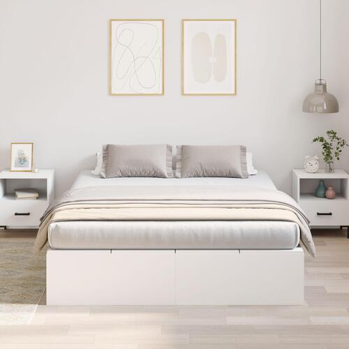 Sengestel Hvid MDF 140 x 200 cm Seng med opbevaring Rektangulær