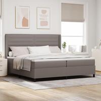 Boxspring Seng med Madras & LED Taupe 200x200 cm Stof