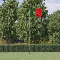 Portugal flag og flagstang 5,55 m aluminium