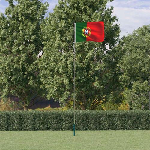 Portugal flag og flagstang 5,55 m aluminium