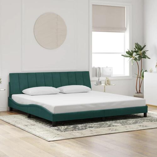 Sengeramme uden madras Mørkegrøn 200x200 cm Fløjl